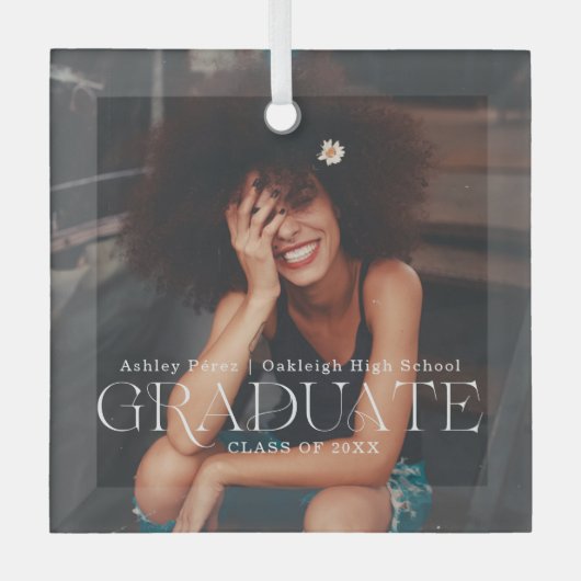 klasse van | Afstuderen kerstfoto Glas Ornament (Voorkant)