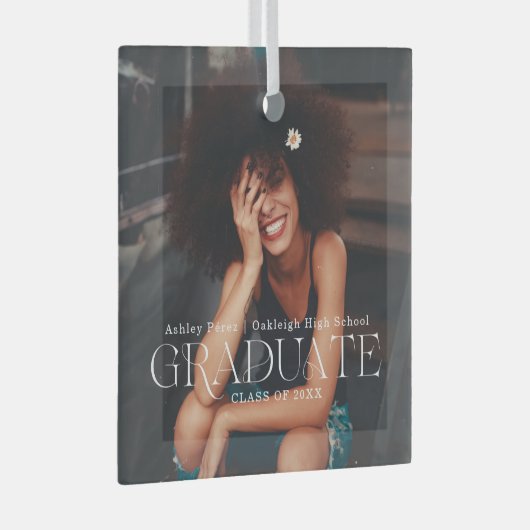 klasse van | Afstuderen kerstfoto Glas Ornament (Voorkant Rechts)