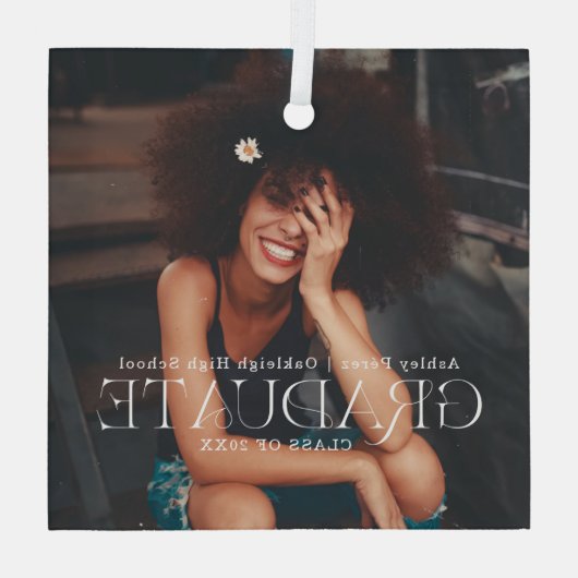 klasse van | Afstuderen kerstfoto Glas Ornament (Achterkant)