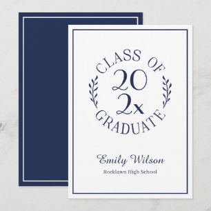 Klasse van Afstuderen naam Chic Navy White Typogra Aankondiging