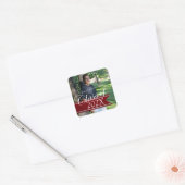 Klasse van Afstuderen Photo Banner Rood Vierkante Sticker (Envelop)