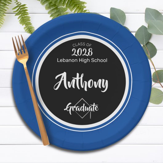 Klasse van Black Blue Minimal Graduation Party Papieren Bordje