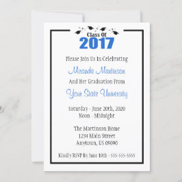 Klasse van de 2017 Afstuderen Invitation (Blue Pet Kaart