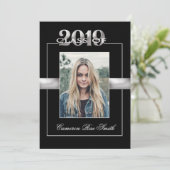 Klasse van de 2019 Black & Silver Graduation Party Kaart (Staand voorkant)