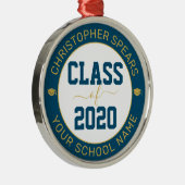 Klasse van de 2020 Elegant Modern Navy Afstuderen Metalen Ornament (Rechts)