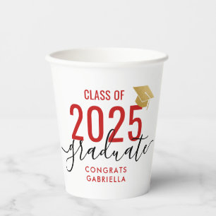 Klasse van de 2022 Modern Red Graduation Party Papieren Bekers
