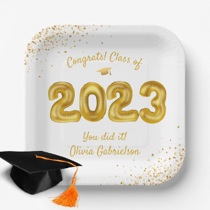 Klasse van de 2023-ballonnen White Gold Graduation Papieren Bordje