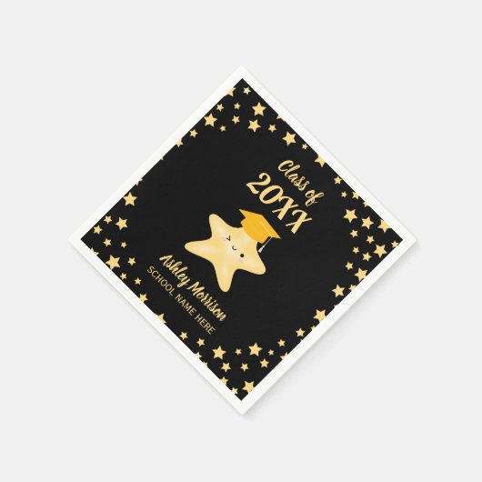 Klasse van de 2023 Black- en Gold Star-graduatie-p Servet (Hoek)