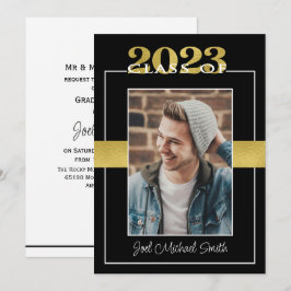 Klasse van de 2023 Black & Gold Graduation Party Kaart