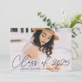Klasse van de 2023 Black Script Photo Graduation P Kaart (Staand voorkant)