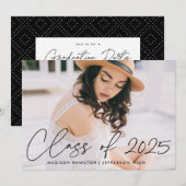 Klasse van de 2023 Black Script Photo Graduation P Kaart (Voorkant / Achterkant)