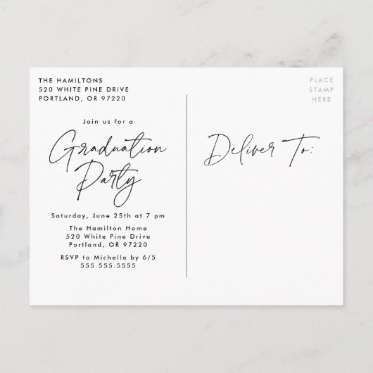 Klasse van de 2023 Black Script Photo Graduation P Uitnodiging Briefkaart (Achterkant)