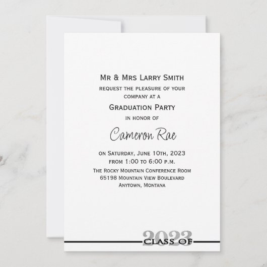 Klasse van de 2023 Black & Silver Graduation Party Kaart (Achterkant)