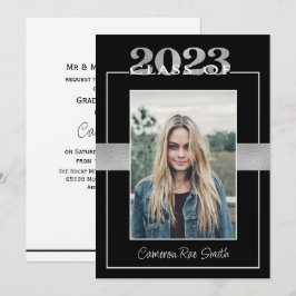 Klasse van de 2023 Black & Silver Graduation Party Kaart