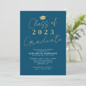 Klasse van de 2023 Blue Gold Afstuderen Graduation Kaart (Staand voorkant)
