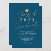 Klasse van de 2023 Blue Gold Afstuderen Graduation Kaart (Voorkant / Achterkant)