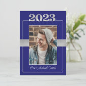 Klasse van de 2023 Blue & Silver Graduation Party Kaart (Staand voorkant)