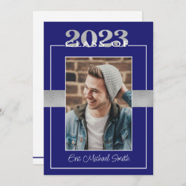 Klasse van de 2023 Blue & Silver Graduation Party Kaart