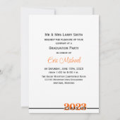 Klasse van de 2023 Oranje en zwarte Graduation Par Kaart (Achterkant)