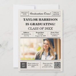 Klasse van de 2025 krant Afstuderen Invitation Kaart