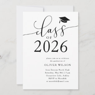 Klasse van de 2025 White Graduation Party Kaart