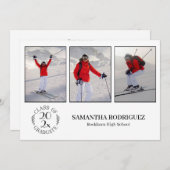 Klasse van de Afstuderen 3 Foto White Graduation P Kaart (Voorkant / Achterkant)