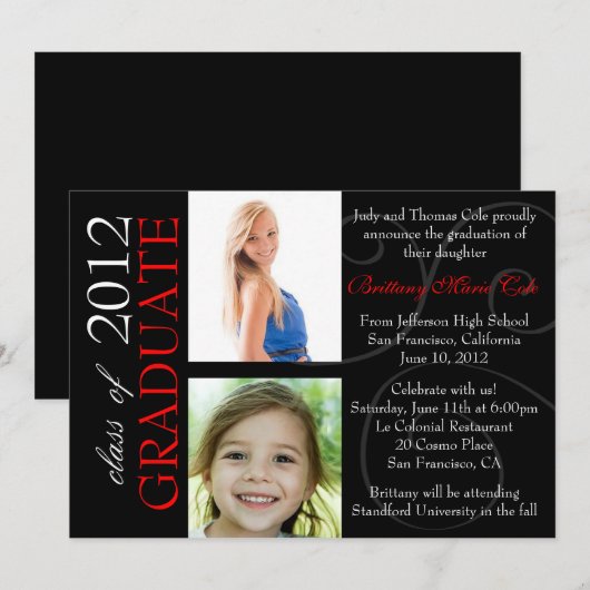 Klasse van de Afstuderen aankondiging van 2012 (Voorkant / Achterkant)