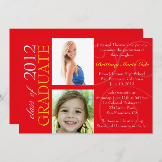 Klasse van de Afstuderen aankondiging van 2012 (Voorkant / Achterkant)