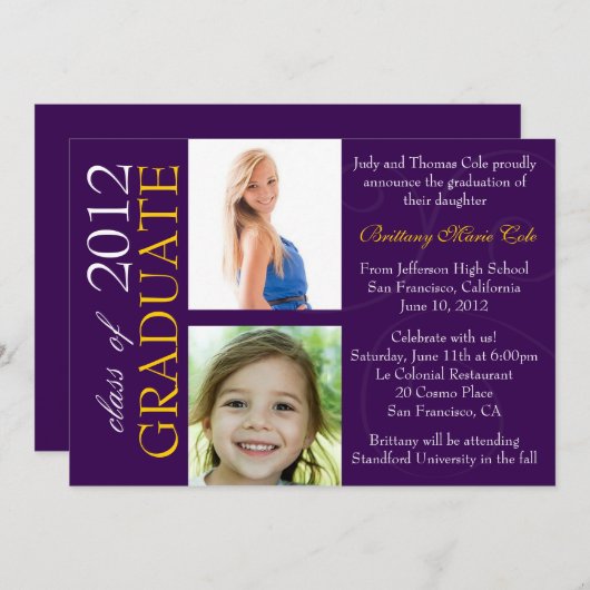 Klasse van de Afstuderen aankondiging van 2012 (Voorkant / Achterkant)