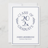 Klasse van de Afstuderen Classic Navy White Typogr Aankondiging (Voorkant)