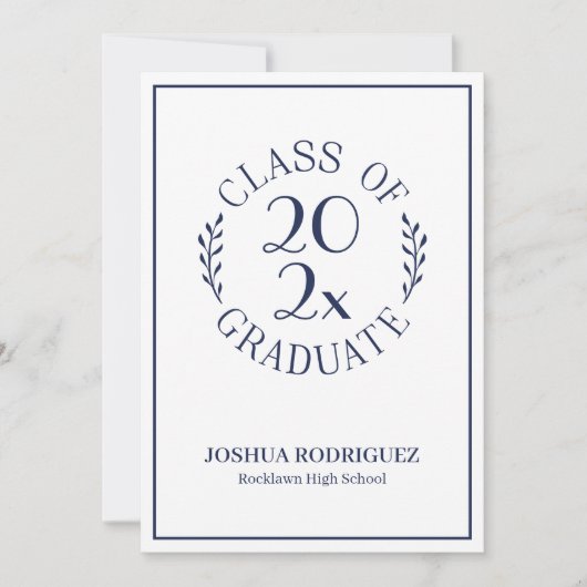 Klasse van de Afstuderen Classic Navy White Typogr Aankondiging (Voorkant)