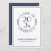 Klasse van de Afstuderen Classic Navy White Typogr Aankondiging (Voorkant / Achterkant)