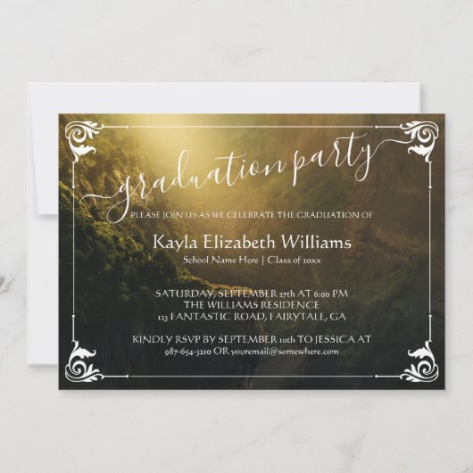 Klasse van de Afstuderen Fantasy-Themd Graduation Kaart (Achterkant)