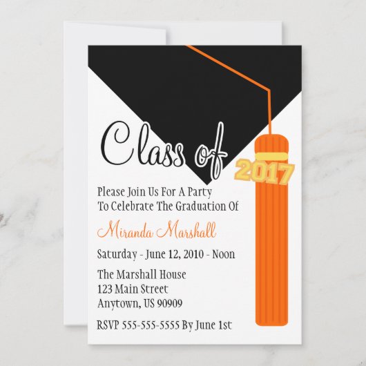 Klasse van de Afstuderen Tassel 2017 (Oranje) Kaart (Voorkant)