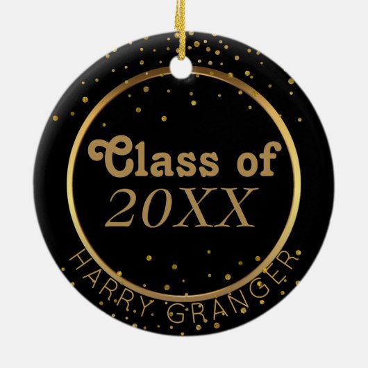 Klasse van de Afstuderen van de douane de Zwarte Keramisch Ornament (Achterkant)