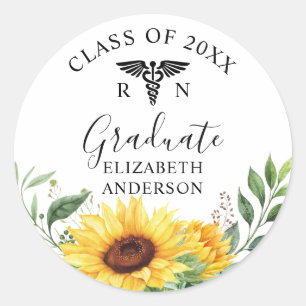 Klasse van de Afstuderen zonnebloempitten Ronde Sticker