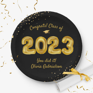 Klasse van de ballon van 2023, Black Gold Graduati Papieren Bordje