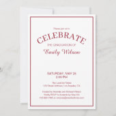 Klasse van de Burgundy White Emblem Graduation Par Kaart (Achterkant)