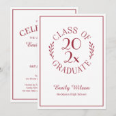 Klasse van de Burgundy White Emblem Graduation Par Kaart (Voorkant / Achterkant)