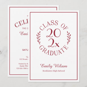Klasse van de Burgundy White Emblem Graduation Par Kaart