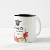 Klasse van de Floral tweetone koffie M Tweekleurige Koffiemok (Voorkant rechts)