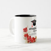 Klasse van de Floral tweetone koffie M Tweekleurige Koffiemok (Voorkant links)
