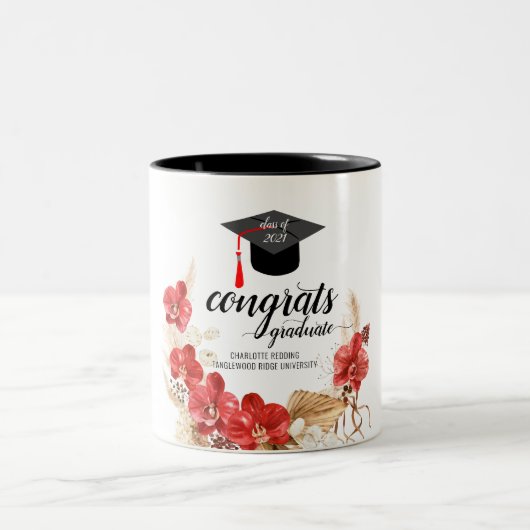 Klasse van de Floral tweetone koffie M Tweekleurige Koffiemok (Center)