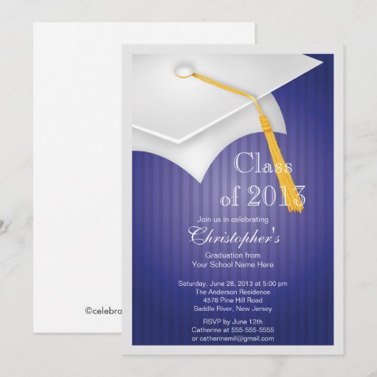 Klasse van de Graduation Party of 2013 White Afstu Kaart (Voorkant / Achterkant)