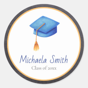 Klasse van de lichtblauwe klep van de Graduatie me Ronde Sticker