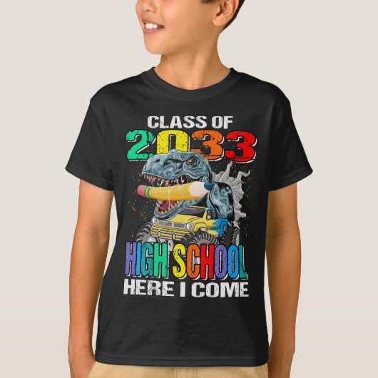 Klasse van de middelbare school 2033 Hier kom ik T-shirt (Voorkant)
