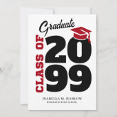 Klasse van de rode zwarte Retro YY Afstuderen Kaart (Voorkant)