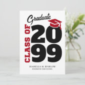 Klasse van de rode zwarte Retro YY Afstuderen Kaart (Staand voorkant)