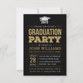 Klasse van de Rustic Black Gold Graduation Party u Kaart (Voorkant)