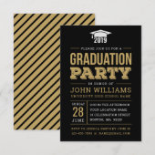 Klasse van de Rustic Black Gold Graduation Party u Kaart (Voorkant / Achterkant)